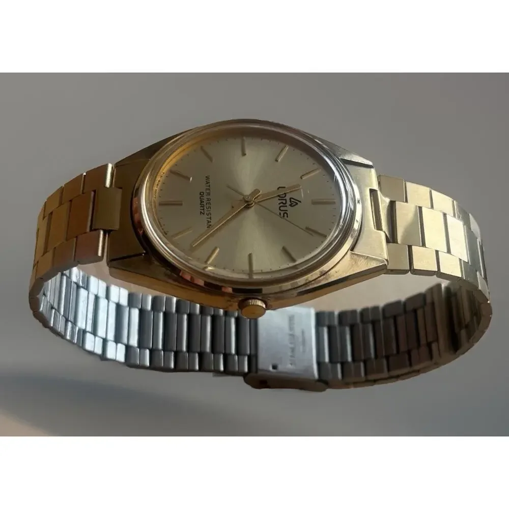 VTG Lorus Gold Tone Quartz Analog Watch 36mm Men's V131-8030 New Battery -WORKS!